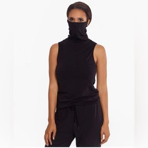 BAM BY BETSY & ADAM Womens Black Cotton Blend Attached Mask Tank Top M